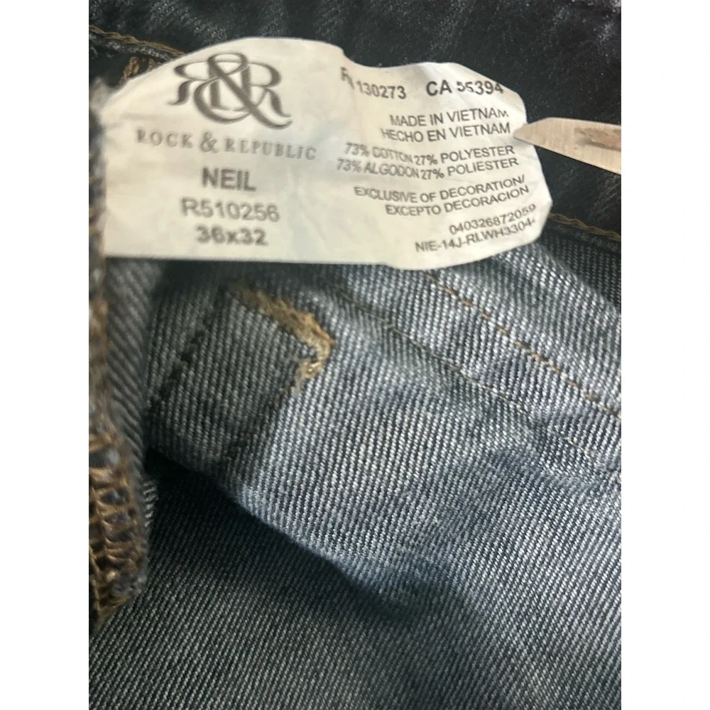 Rock & Republic Neil Mens Blue Straight Leg Jeans R510256 36x32       vv